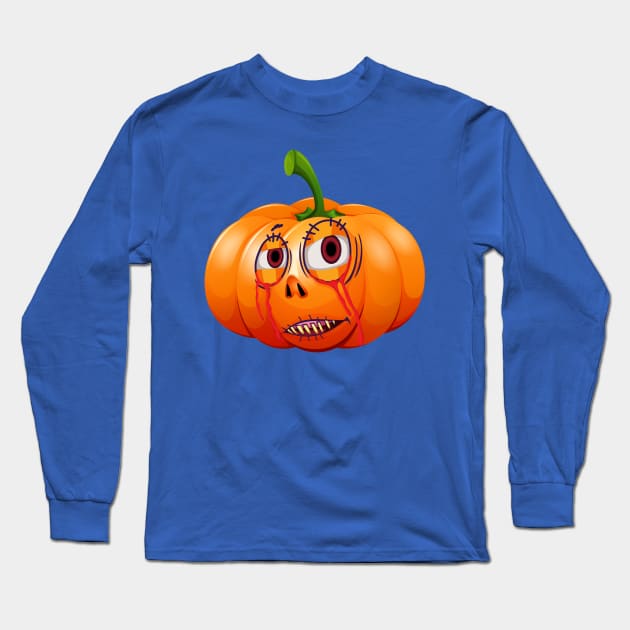 Funny Pumpkin Long Sleeve T-Shirt by Mako Design 